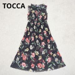 【極美品】TOCCA　ラベンダーサマープリントプリーツドレス ワンピース S 極美品】TOCCA ラベンダーサマープリントプリーツドレス ワンピース S