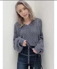 2WAYブリーチメッシュスリーブニット トップスのサムネイル