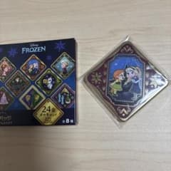 ③アナ&エルサ アナと雪の女王 プレミアムスクエア缶バッジ 金バッジ