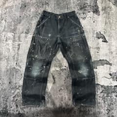 USA製 Carhartt ダブルニー B01 フェード激ペンキ ボロ グランジ