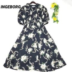 インゲボルグ INGEBORG花柄 ロング ワンピース ＋ ジャケット インゲボルグ 花柄 ロングワンピース セーラーカラー ネイビー - メルカリ