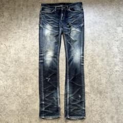 フーガ】（44）スリムフィットデニム Y2K ヒゲ ハチノス ダメージ加工