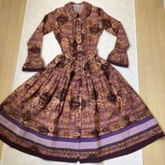 カネコイサオ　クラシックペイズリー柄　ロングワンピース　ボヘミアン　長袖 カネコイサオ クラシックペイズリー柄 ロングワンピース ボヘミアン