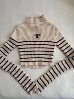 EMODA HIGH NECK CROP LOGO KNIT IVYのサムネイル
