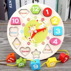 モンテッソーリ 時計 パズル 木製 知育玩具 こども おもちゃ ※キリンのサムネイル