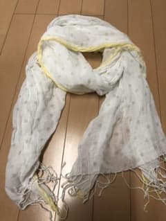 無印良品　ストール　綿　ホワイト黄色ライン柄ありのサムネイル