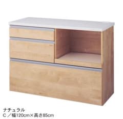 ベルメゾン　キッチンカウンター　木目柄　大理石調天板　120cmのサムネイル
