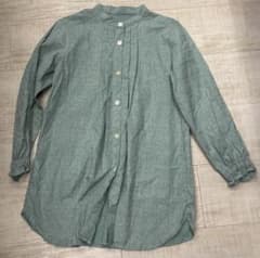 新品タグ無✨ハルメク バンドカラー タック チュニック シャツ 日本製 