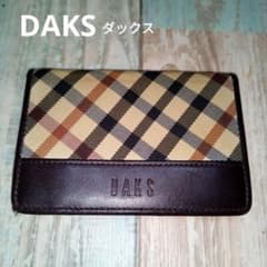 DAKS 카드 케이스 닥스 체크 무늬 브라운 가죽 캔버스