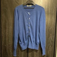 n100 カシミア100%長袖カーディガン ブルーのサムネイル
