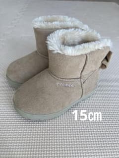 ベビーブーツ ムートン　ベージュ 15cm リボンのサムネイル