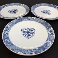 有田焼 醍醐窯 古伊万里 染付 中皿 3枚 平皿 盛り皿 和皿 21センチ