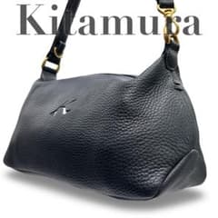 美品】キタムラ ショルダーバッグ 手提げ 肩掛け オールレザー ロゴ型 