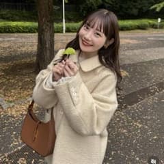 hinari ステンカラーシャギーミドルコート アイボリー タグ付き 新品未