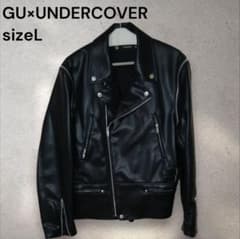 【L】美品 GU×UNDERCOVER ダブルライダースジャケット ブラックのサムネイル