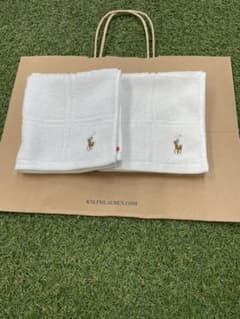 polo ポロ　ラルフローレン　ハンカチフェイスタオル　2枚セット　ホワイト　白のサムネイル