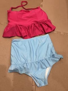 フリル セパレート水着 ブルー×ピンクのサムネイル