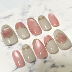 #01 現品_ネイルチップ ニュアンス マグネット ピンク 微粒子のサムネイル