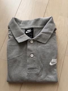 NIKE】ナイキ ポロシャツ グレー Mサイズ ワンポイントロゴ 綿100
