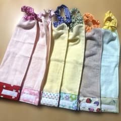 557.おりこうエプロン　おりこうタオル　タオルエプロン　花柄　6枚組　女の子 346.おりこうエプロン おりこうタオル タオルエプロン 6枚組 花柄