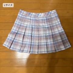 美品 ROMWE チェック柄 プリーツミニスカート くすみピンク×ブルーのサムネイル