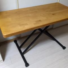 たのメル便 昇降テーブル 無段階 ガス圧式 キャスター付き ナチュラル