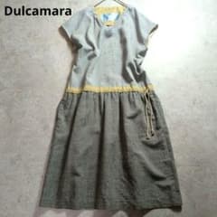Dulcamara ドゥルカマラ リネンウール 切替 ドッキングワンピース F 