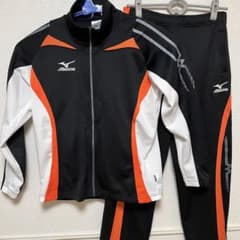 Mizuno ミズノOサイズフルジップジャージ上下セット 黒/オレンジ(送料込み 美品】ミズノ MIZUNO ジャージ 上下セットアップ Mサイズ オレンジ 黒