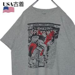 USA 헌옷 마블 스파이더 맨 티셔츠 그레이 L 미국 만화 티셔츠