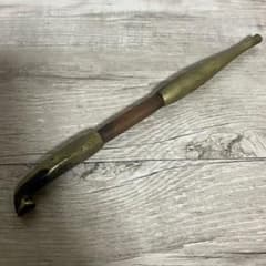 3F 【極希少】時代物 煙管（キセル）彫刻入り 真鍮×木製 喫煙具