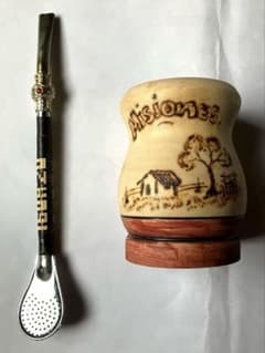 マテ茶器 マテ壺 ボンビージャ セット 南米ミシオネス州 - メルカリ