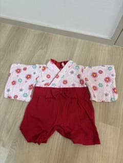 ベビー 袴 ロンパース 花柄 ピンク レッド　セレモニーのサムネイル