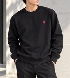 新品　AMI PARIS アミパリス トレーナー ブラック ハートロゴ M　黒のサムネイル