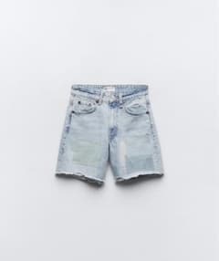 【新品未使用】ZARA デニム　ショートパンツ　パッチワークのサムネイル