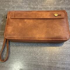 ダブルファスナー 長財布 ブラウン ストラップ付　✴︎美品✴︎のサムネイル