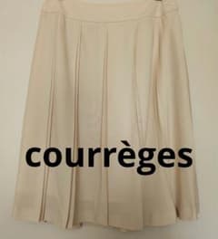 courrèges　クレージュ ベージュ プリーツスカート　40 フレアスカート