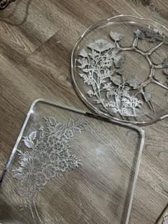 専用❗️シルバーオーバーレイ プレート2枚 ヘイシーオーキッド グラス