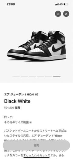 エア ジョーダン 1 HIGH '85   Black Whiteのサムネイル