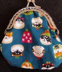 ハンドメイド かわいい柴犬柄 ミニがま口 - 4