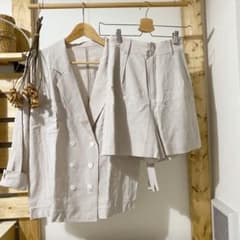 【７月末まで限定セール】リネンワークジャケット&ショートパンツ　セットアップのサムネイル