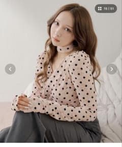 SALON by Chico チョーカー付きフロッキードットレーストップス 新品