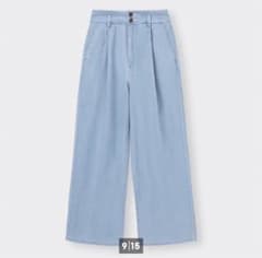 ライトデニムタックワイドパンツ　guのサムネイル