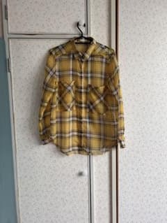 GUのシアーチェックシャツ⭐︎イエロー⭐︎Sのサムネイル