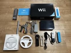 [호화 세트] Wii 본체 리모콘 핸들 마리오 카트 등 소프트 4 개