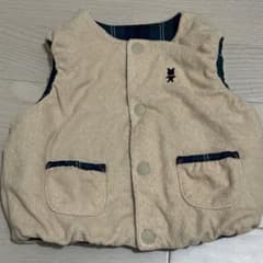 ベビー リバーシブル ベスト くま刺繍 チェックのサムネイル