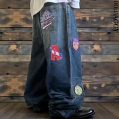 極太00s DTEK JEANS バギーデニム NBAバスケットボール 刺繍ロゴ 