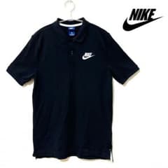美品】NIKE ナイキ ポロシャツ 半袖 刺繍ロゴ 黒 白 ブラック M - メルカリ