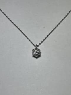 一粒 ダイヤモンド ネックレス 0.22ct 小豆チェーンk18金 WG 刻印有 
