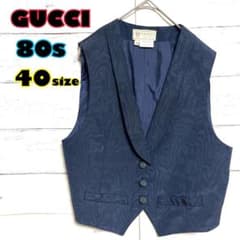 GUCCI ベスト ジレ 年輪柄 ネイビー 80s ヴィンテージ - メルカリ