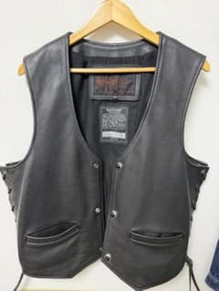 アウトロー レザーベスト 44 OUTLAW 付属品有り 本革 希少50】CORIN OUTLAW 本革 レザーベスト サイドレースアップ 黒